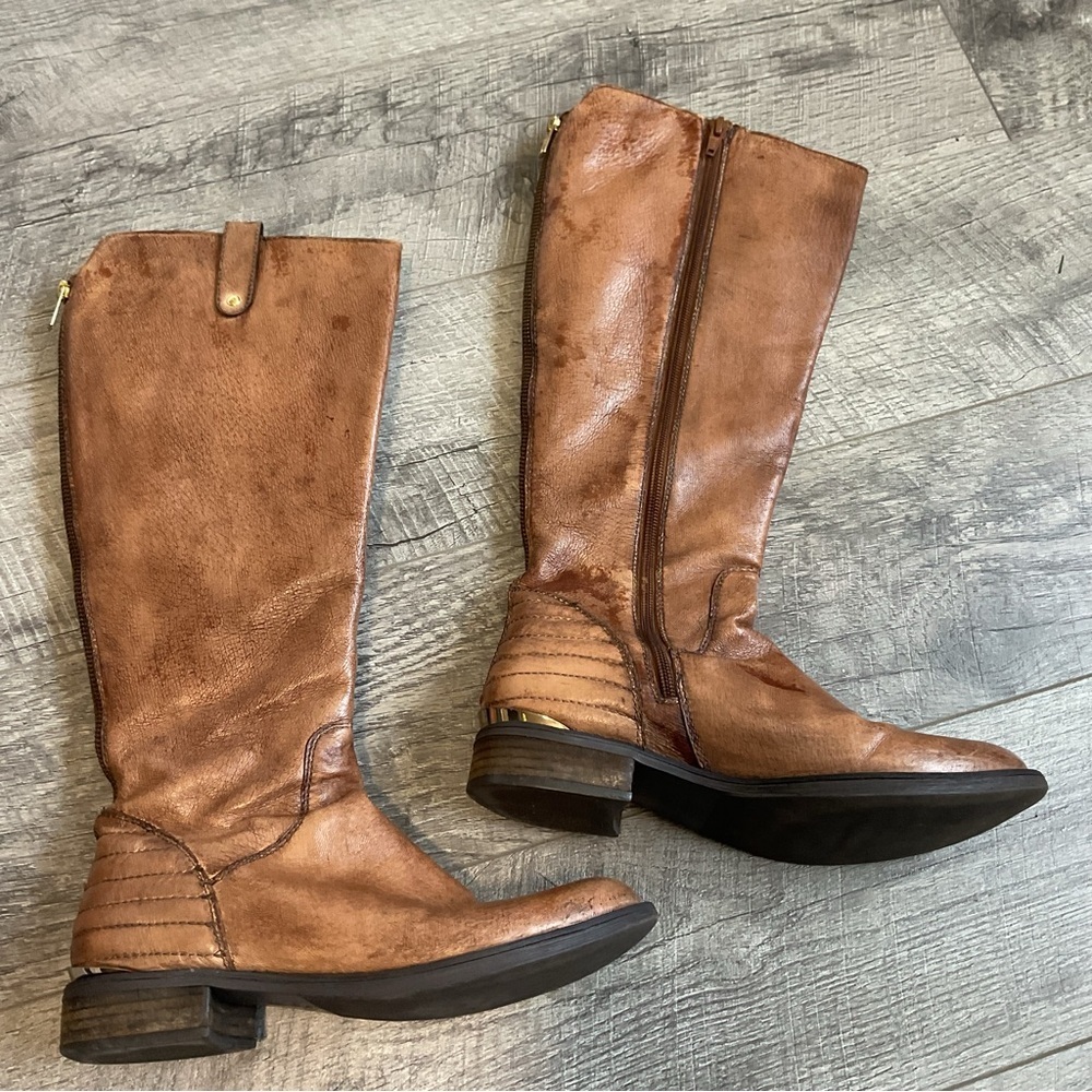 Steve Madden Arries Cognac Leather Riding Boot Size 7.5